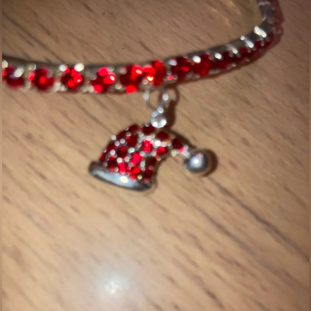 Bamboo Trading Company  Red Crystal Stretch Bracelet With Santa Hat Charm  NWT